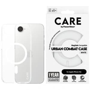 CARE von PanzerGlass Flagship Urban Combat Weiß MagSafe Apple iPhone 17e / 16e klar