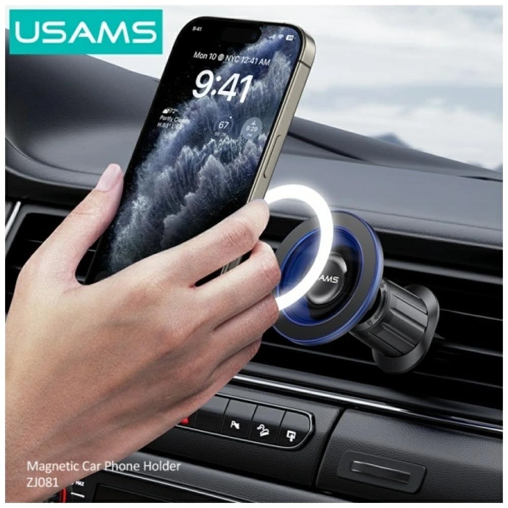 Uchwyt samochodowy do kratki USAMS ZJ081 MagSafe niebieski - 4