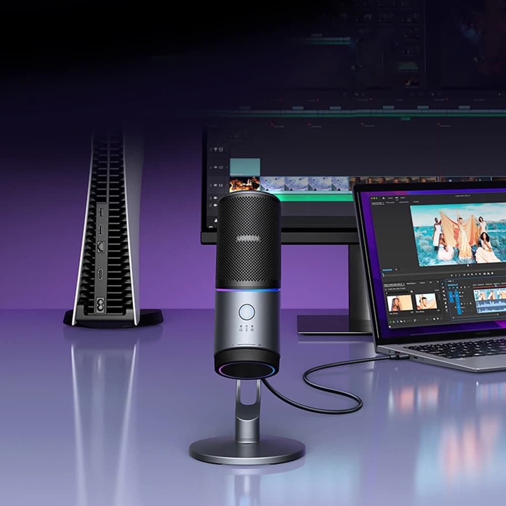 UGREEN CM769 USB-A RGB LED Tischmikrofon Silber - 2