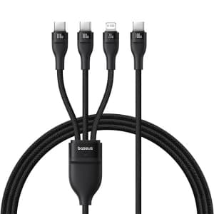 Kabel 3in1 Baseus Flash Series 3 USB-C / 2xUSB-C, Lightning 1,5m 100W schwarz