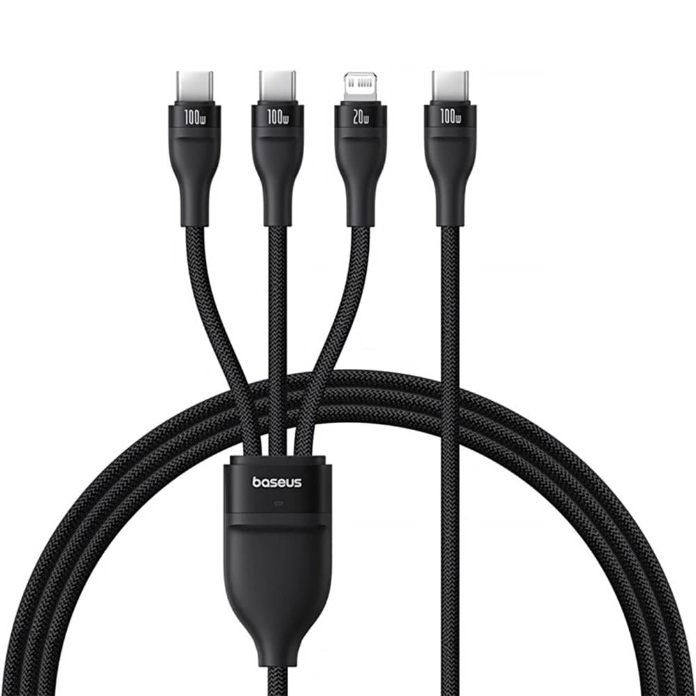 Baseus Flash Series 3-in-1 Cable 3 USB-C / 2xUSB-C, Lightning 1.5m 100W black - 1