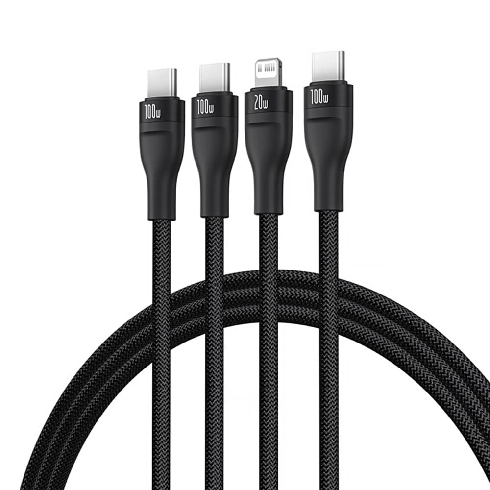 Baseus Flash Series 3-in-1 Cable 3 USB-C / 2xUSB-C, Lightning 1.5m 100W black - 2
