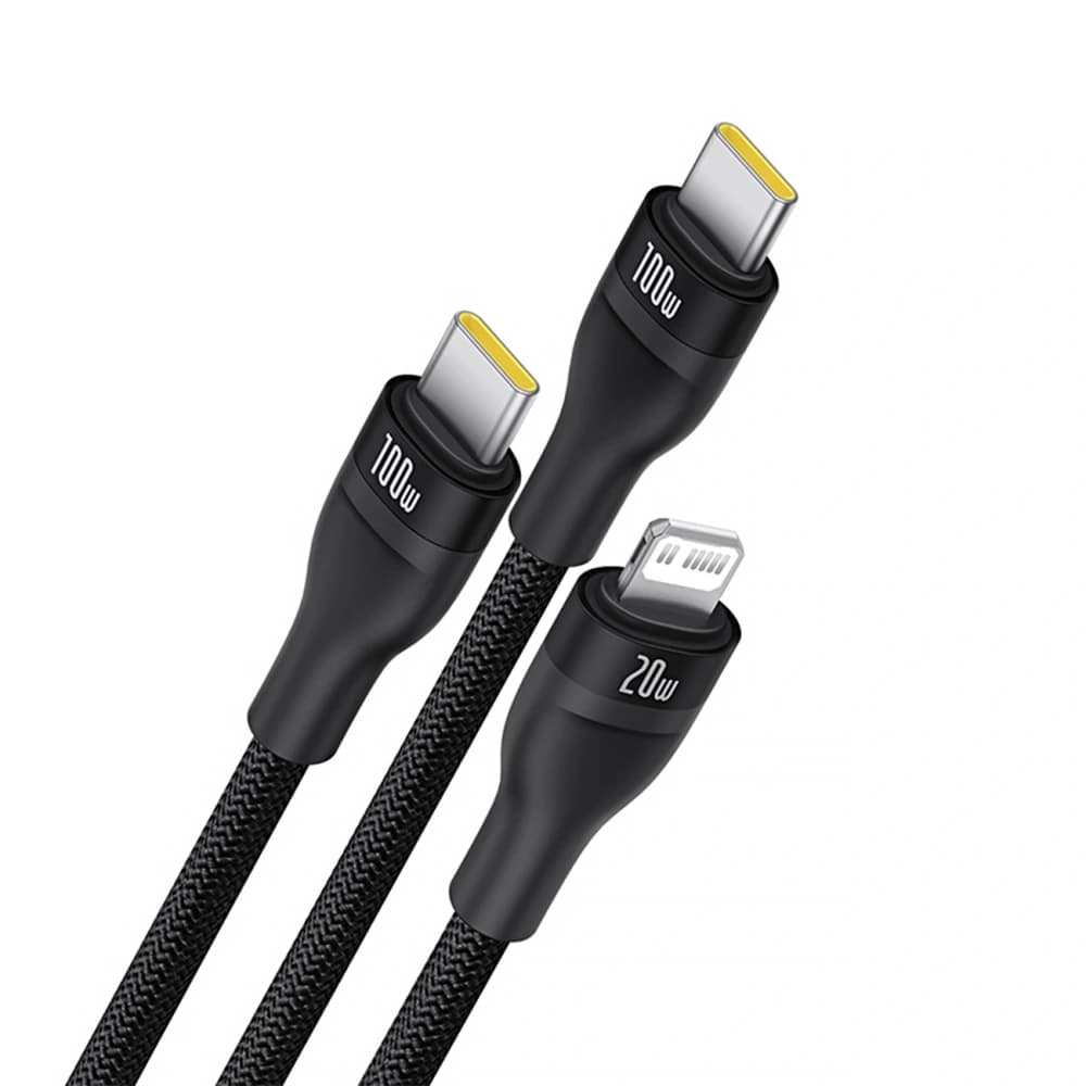 Baseus Flash Series 3-in-1 Cable 3 USB-C / 2xUSB-C, Lightning 1.5m 100W black - 3