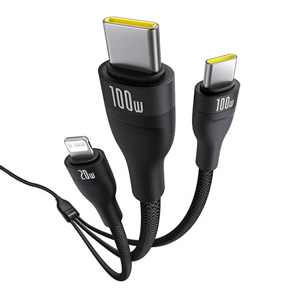 Baseus Flash Series 3-in-1 Cable 3 USB-C / 2xUSB-C, Lightning 1.5m 100W black - 5