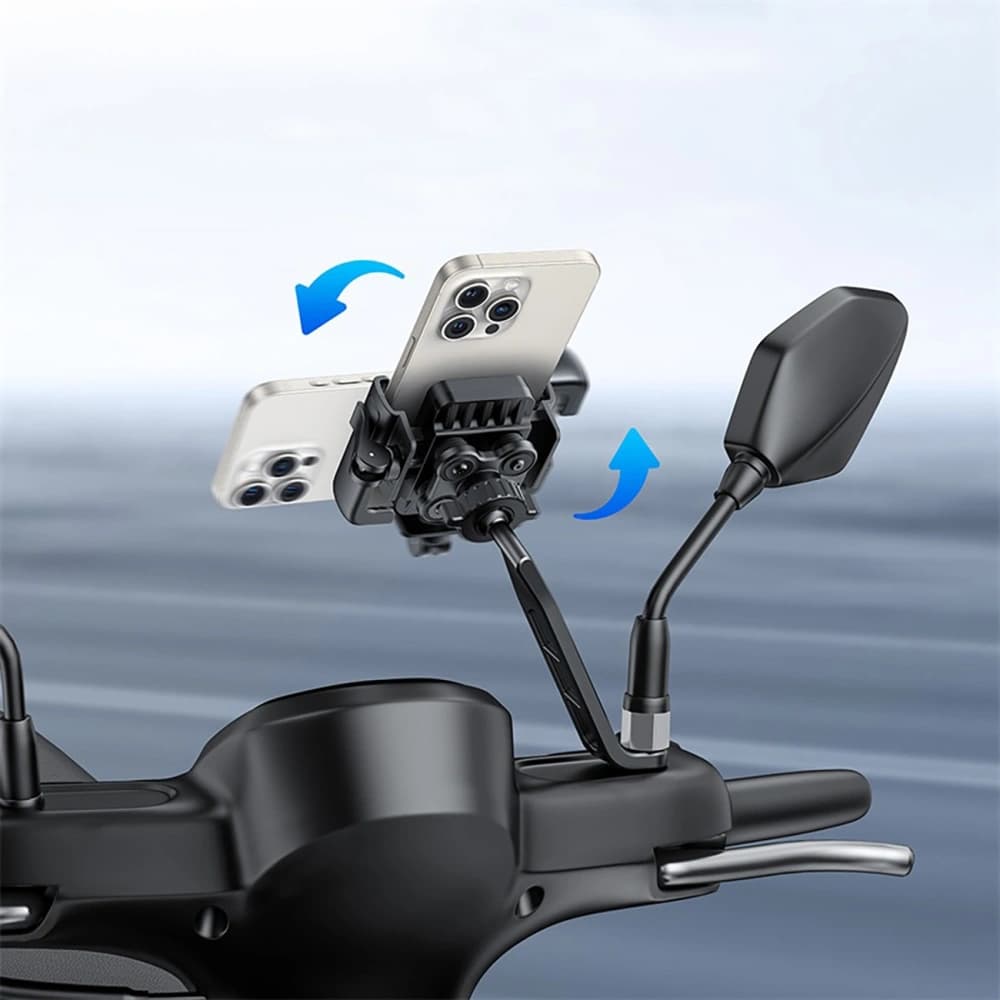Uchwyt motocyklowy na telefon Baseus GoTrip do lusterka z amortyzacją czarny - 12