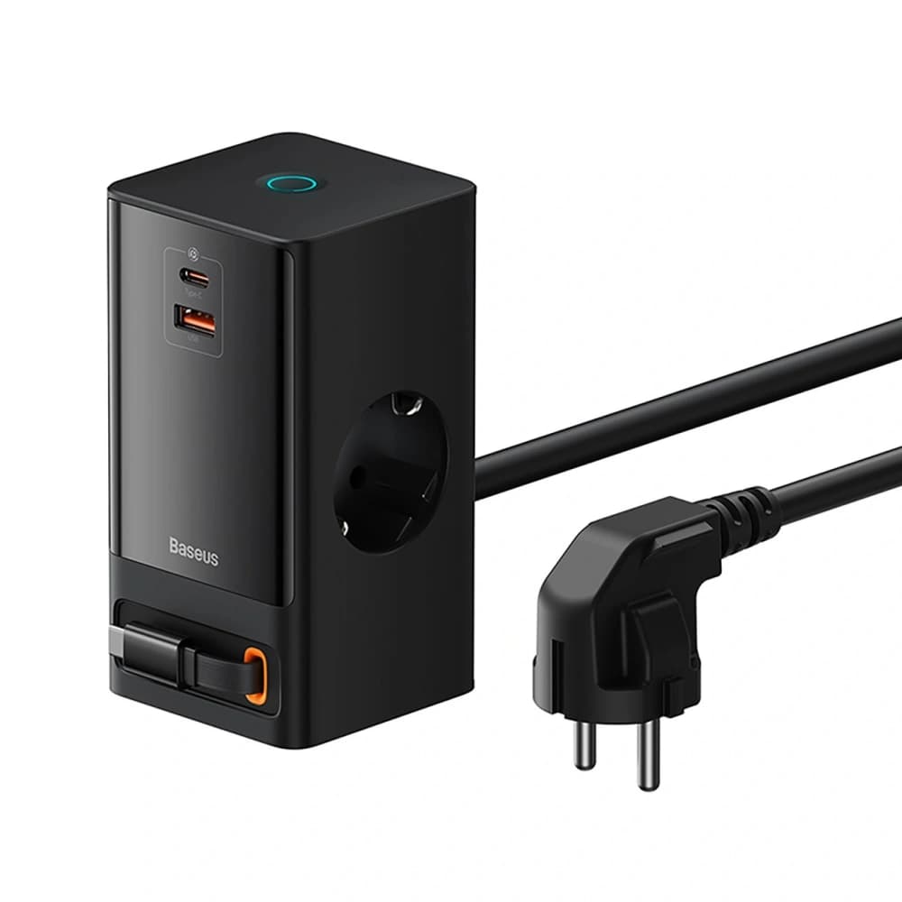 Baseus PowerCombo 65W Charging Station 1.5m 2xAC, USB-A, USB-C + USB-C cable black - 1