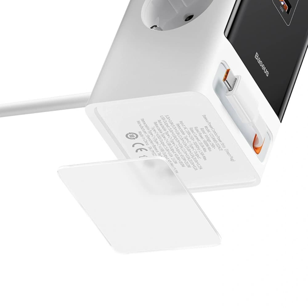 Baseus PowerCombo 65W Charging Station 1.5m 2xAC, USB-A, USB-C + USB-C cable white - 4