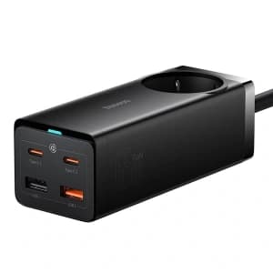Baseus GaN3 Pro 65W AC Ladegerät + 2xUSB-C + 2xUSB-A mit Baseus Xiaobai USB-C / USB-C 100W 1m Kabel schwarz