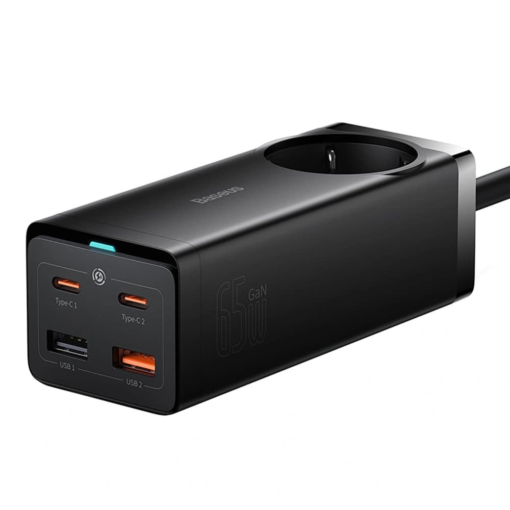 Baseus GaN3 Pro 65W AC Ladegerät + 2xUSB-C + 2xUSB-A mit Baseus Xiaobai USB-C / USB-C 100W 1m Kabel schwarz - 1