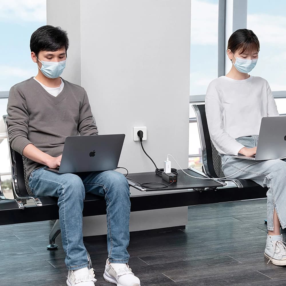 Baseus GaN3 Pro 65W AC Ladegerät + 2xUSB-C + 2xUSB-A mit Baseus Xiaobai USB-C / USB-C 100W 1m Kabel schwarz - 8