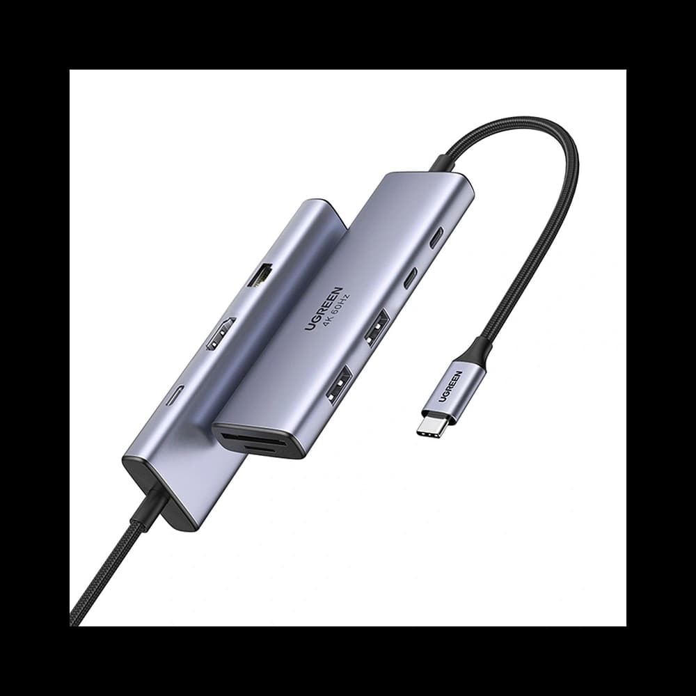 HUB UGREEN CM498 USB-C / 2xUSB-A, 2xUSB-C, HDMI, VGA, RJ45 1000Mbps, SD/TF, USB-C PD 100W grau - 1