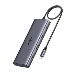 UGREEN CM639 HUB USB-C / 2xHDMI 4K60 Hz, 3xUSB-A, USB-C, SD/TF, RJ45, USB-C PD 100W