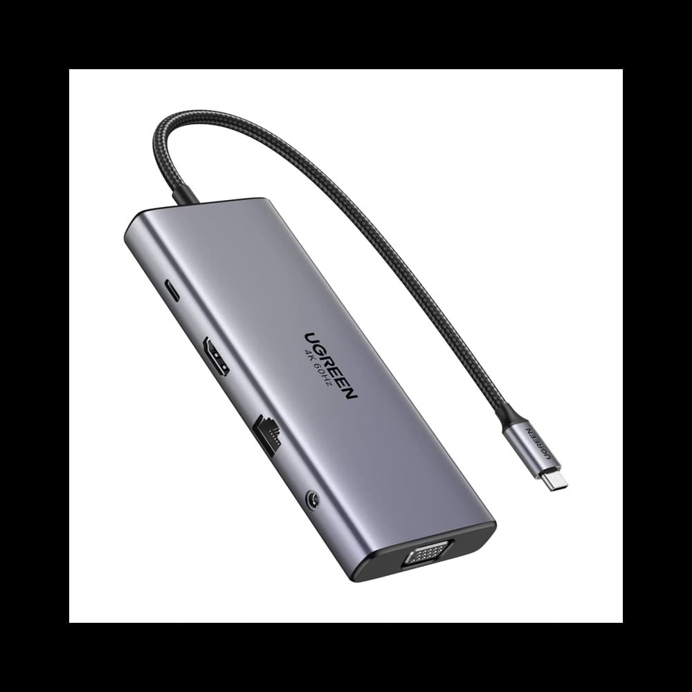 UGREEN CM639 HUB USB-C / HDMI 4K60 Hz, VGA, 2xUSB-C 3.2 10Gbps, 2xUSB-A, SD/TF, RJ45, AUX 3.5mm, USB-C 100W PD - 1