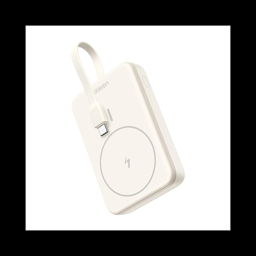 Magnetische Powerbank 10000mAh UGREEN PB760 20W mit integriertem USB-C-Kabel (beige) - 1