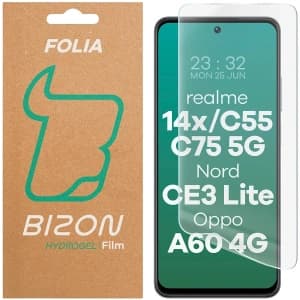 Hydrogel film for Bizon Glass Hydrogel Front for Realme 14x 5G / C55 / C75 / OnePlus Nord CE 3 Lite / Oppo A60 4G