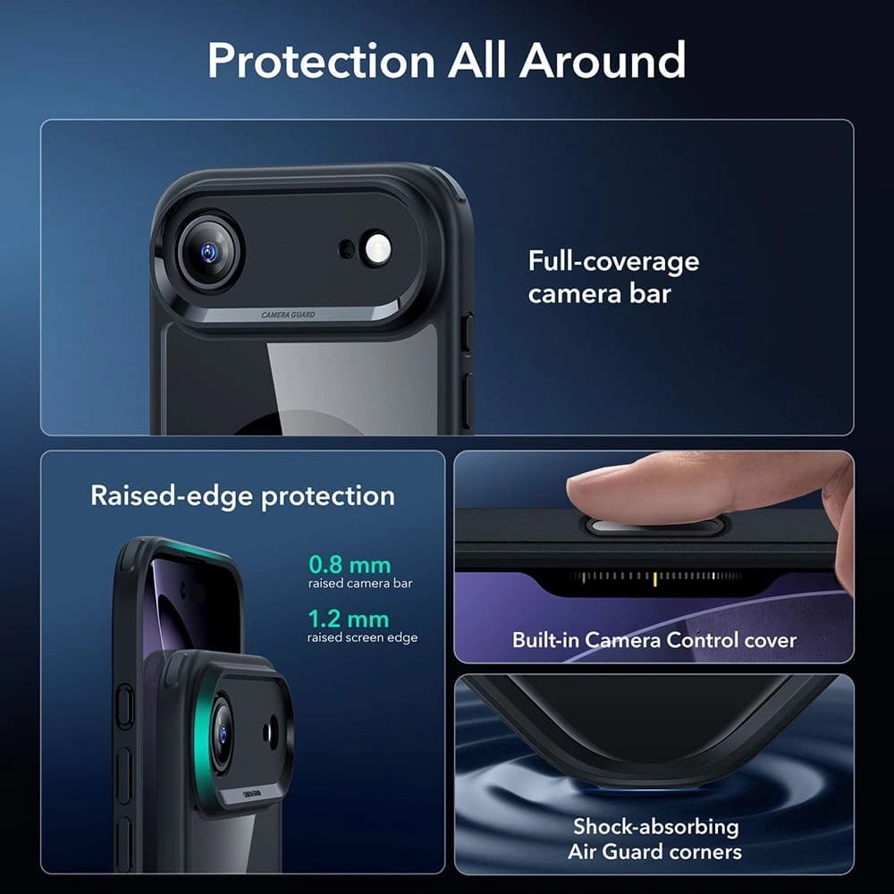 ESR set case + screen glass Classic Hybrid MagSafe & Tempered Glass for Apple iPhone Air Clear/black - 3