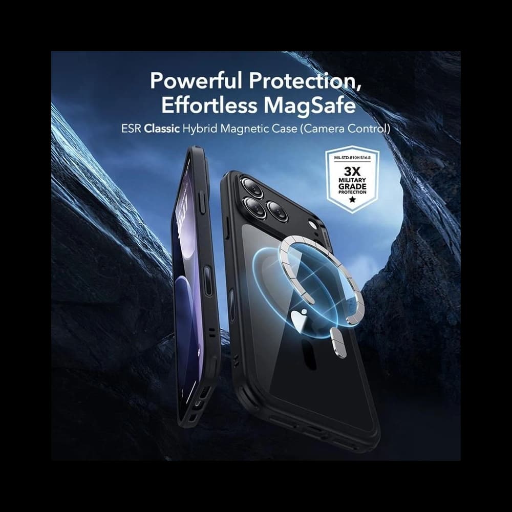 ESR set case + screen glass Classic Hybrid MagSafe & Tempered Glass for Apple iPhone 17 Pro Max Clear/black - 2