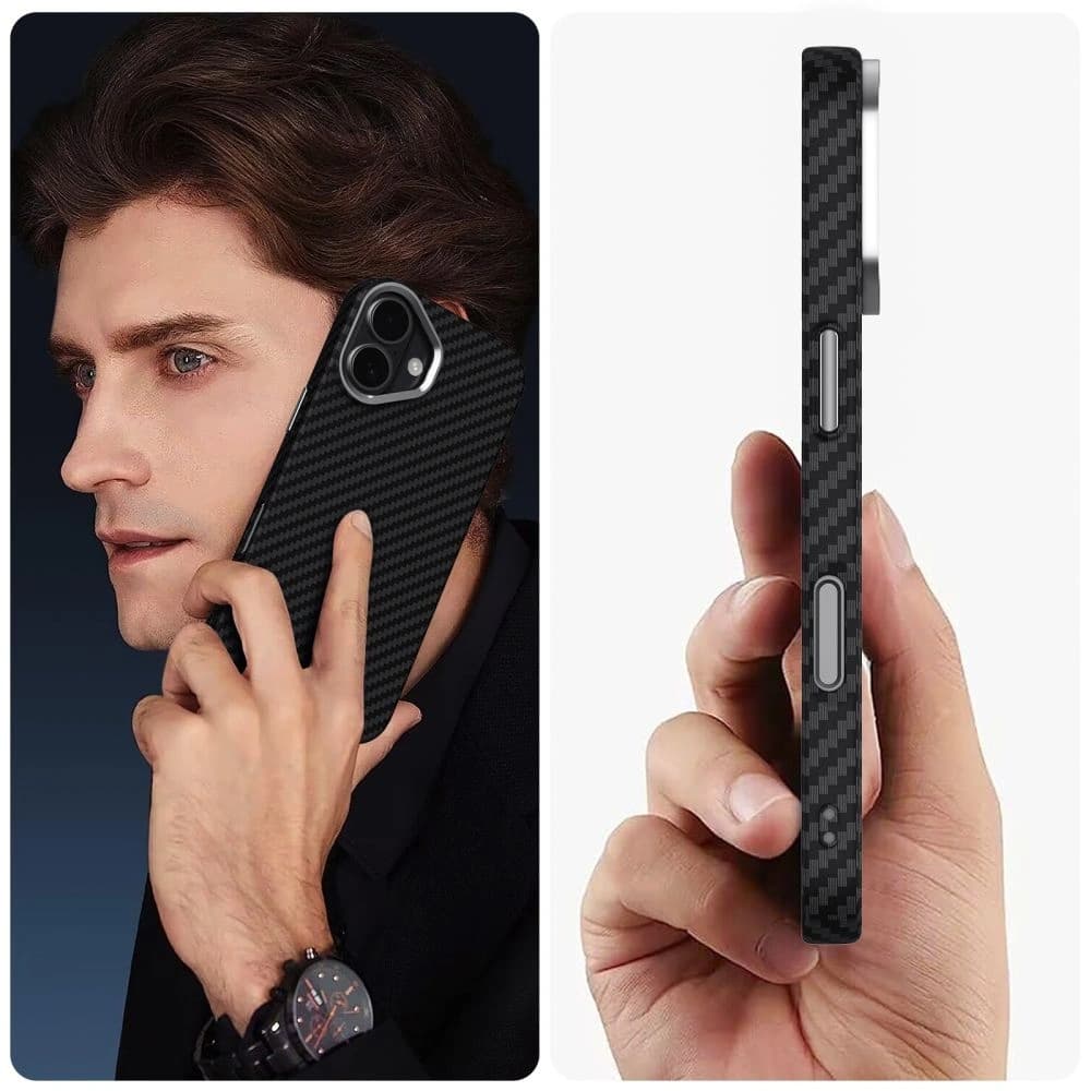 Tech-Protect Ion Carbon MagSafe Case for Apple iPhone 17 Black/Silver - 3