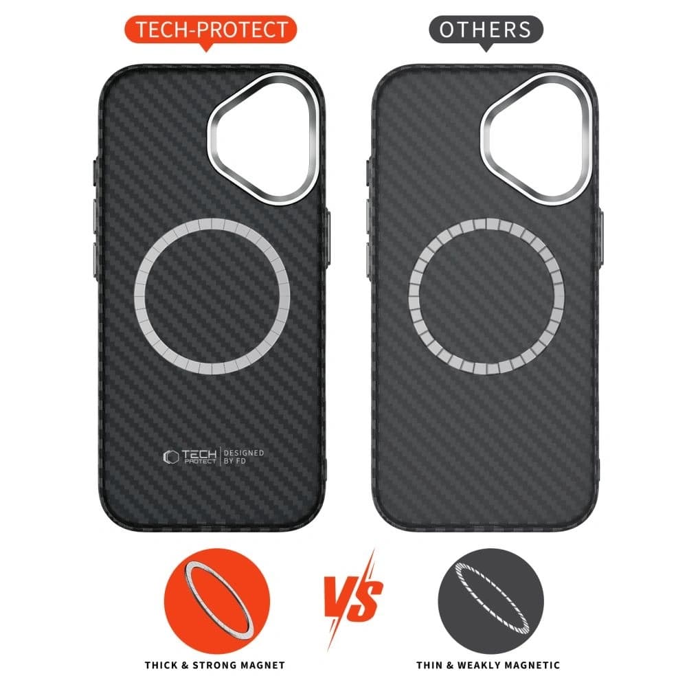 Tech-Protect Ion Carbon MagSafe Case for Apple iPhone 17 Black/Silver - 5