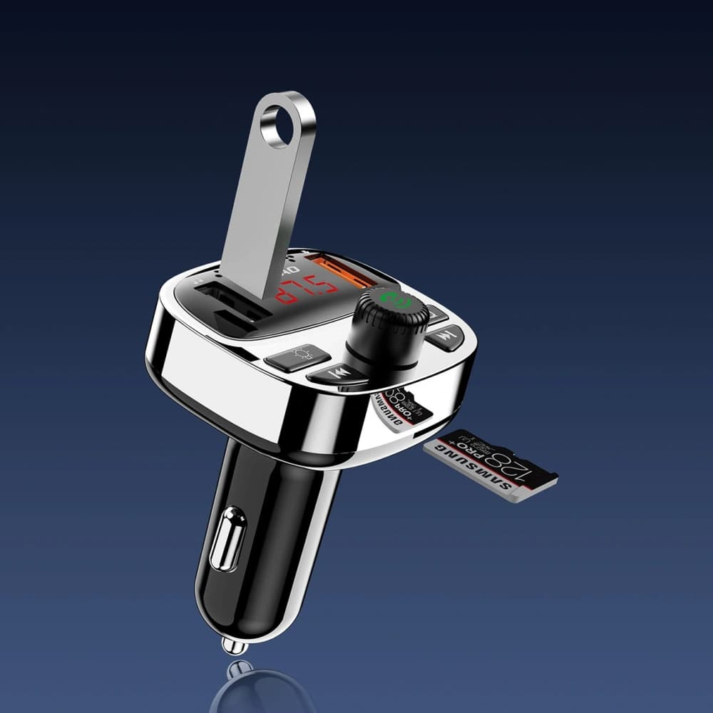 Transmitter Dudao R2 PRO+ 2xUSB-A, USB-C PD 25W Bluetooth 5.3 RGB schwarz-silber - 5