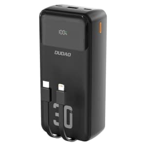 Dudao K15MAX 30000mAh Power Bank PD 22.5W with built-in USB-C and Lightning cables black