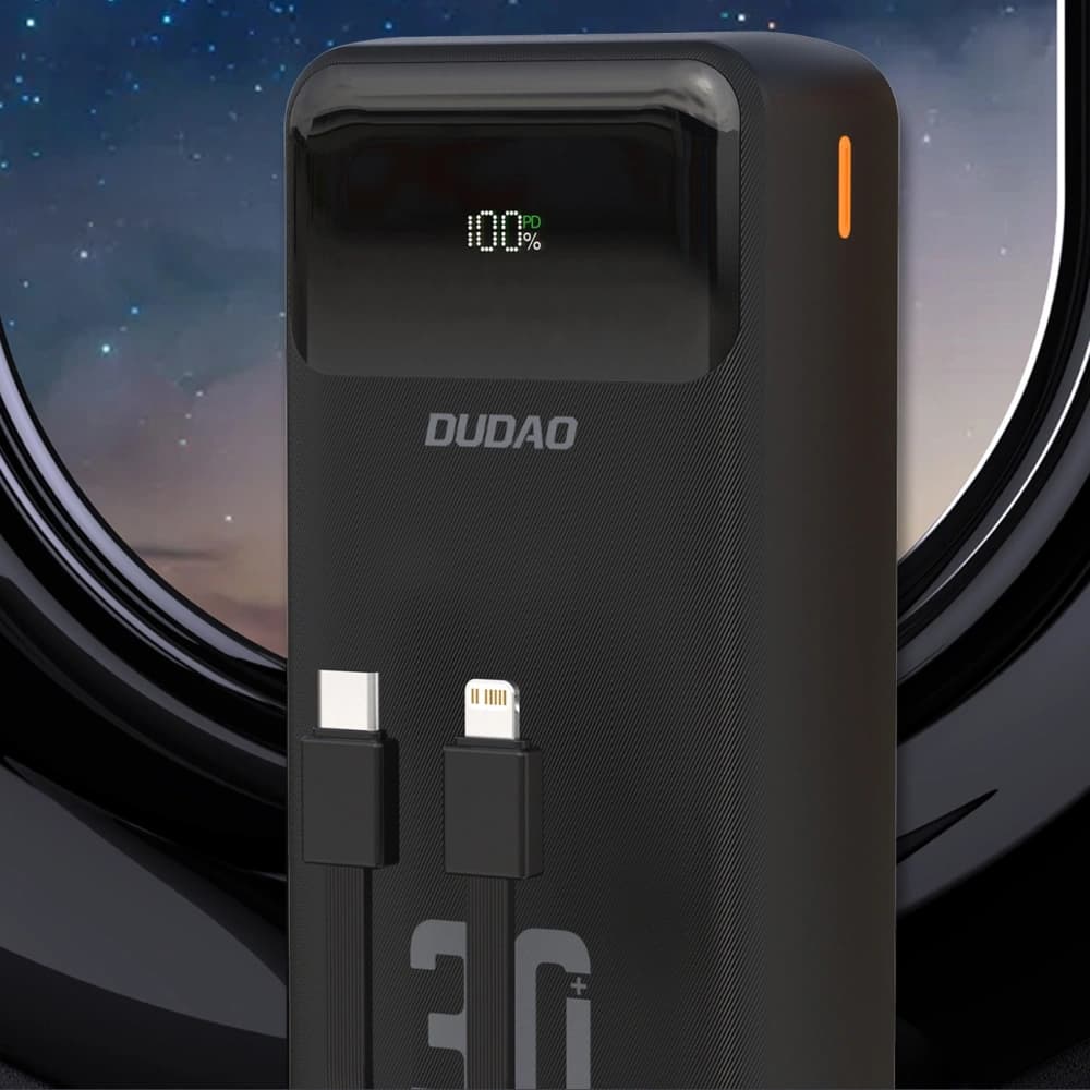 Dudao K15MAX 30000mAh Power Bank PD 22.5W with built-in USB-C and Lightning cables black - 5