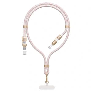 Dudao L20MAX 4-in-1 Cable with Lanyard USB-A / USB-C 65W, USB-C / Lightning 27W PD QC 1.5m Pink