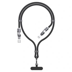 Dudao L20MAX 4-in-1 Cable with Lanyard USB-A / USB-C 65W, USB-C / Lightning 27W PD QC 1.5m black