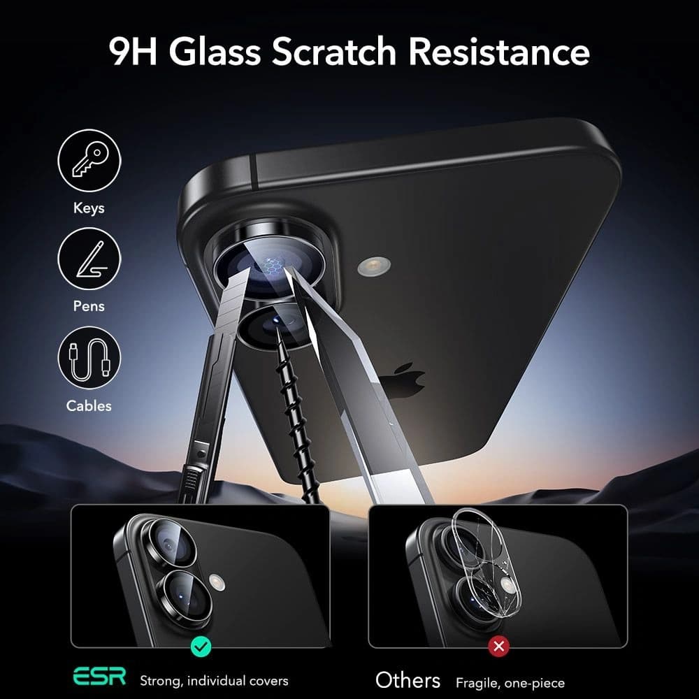 ESR Armorite Kamera Schutz für Apple iPhone 16 / 16 Plus / 17 Schwarz - 6