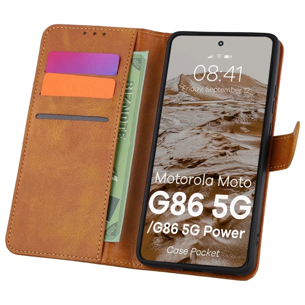 Bizon Case Pocket Motorola Moto G86 5G / G86 Power 5G brown - 1