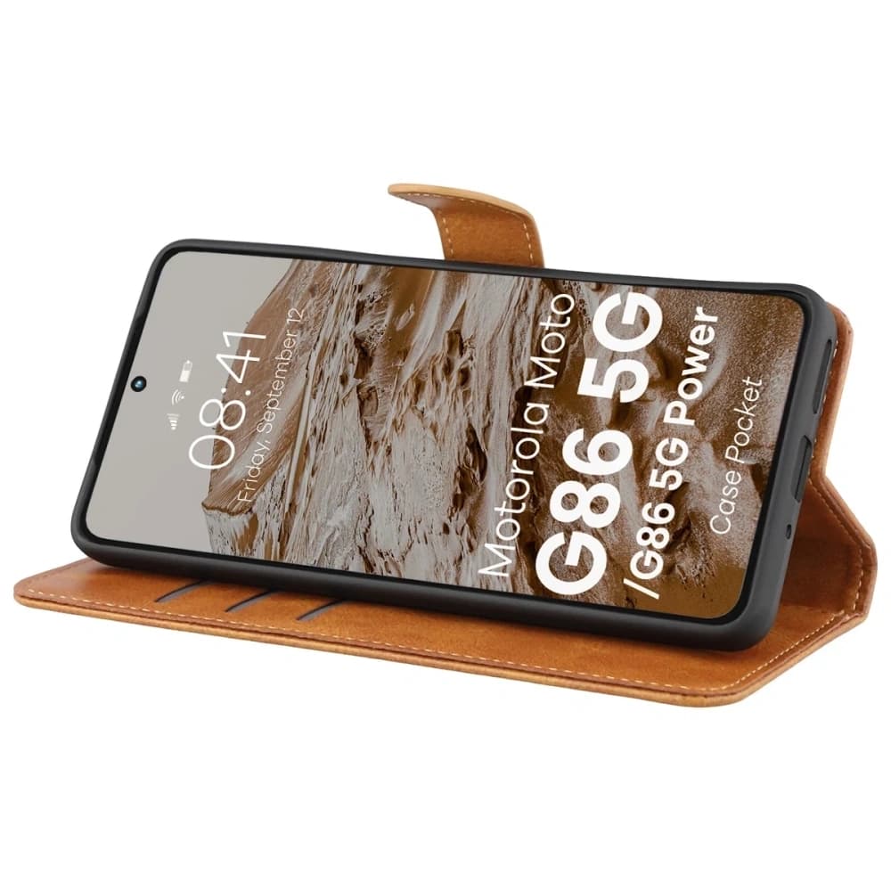 Bizon Case Pocket Motorola Moto G86 5G / G86 Power 5G brown - 5