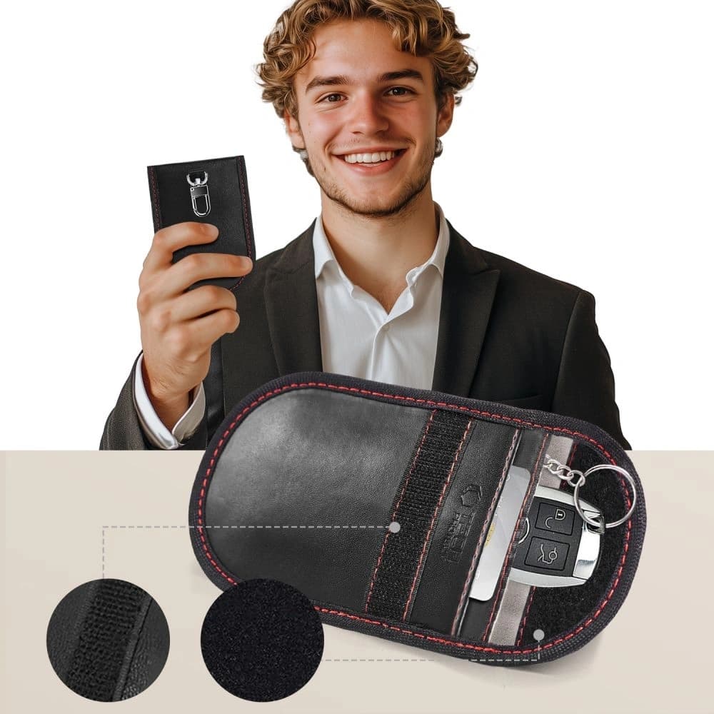 Tech-Protect KLR100 Pouch Keyless RFID Signal Blocker Case Black/red - 3