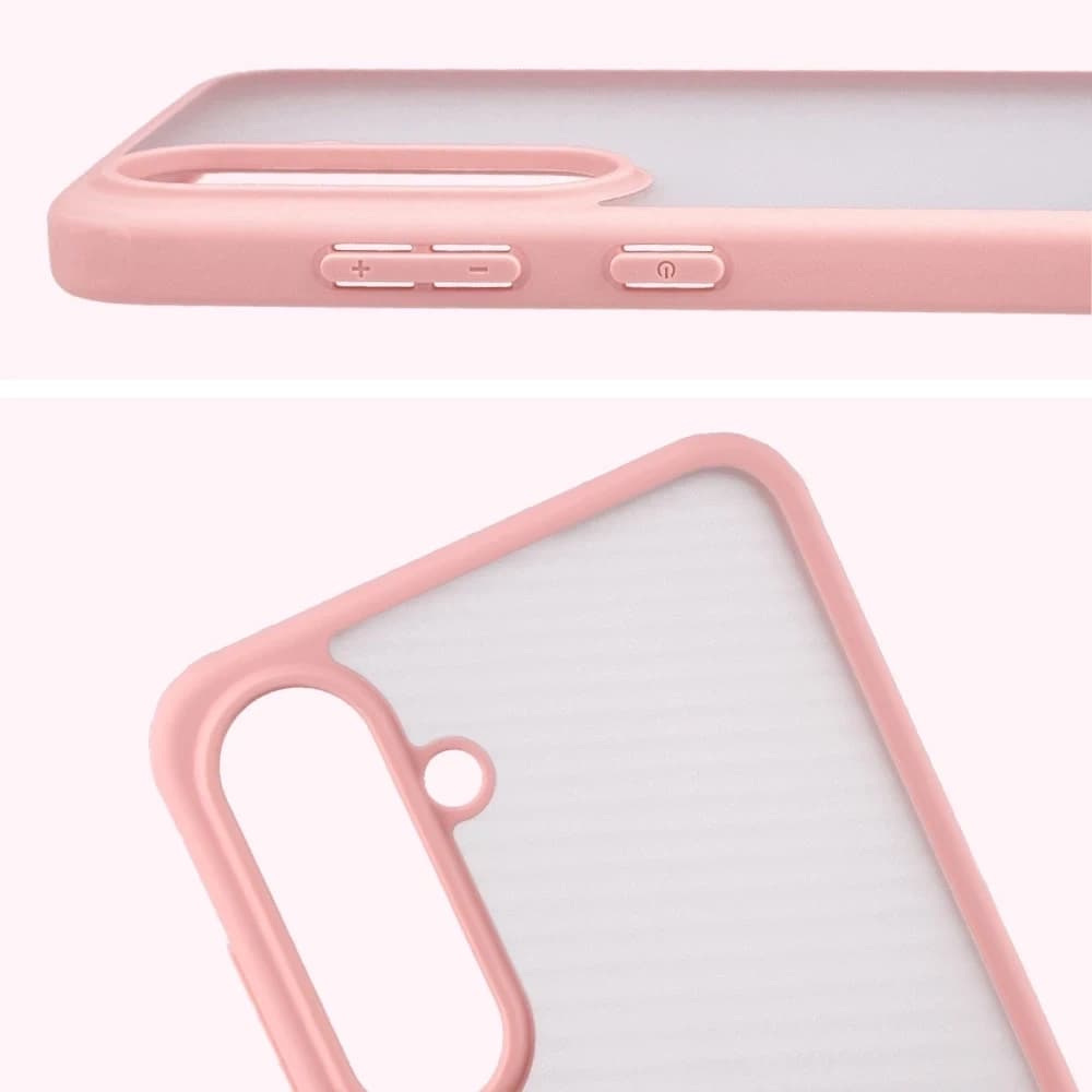 Bizon Case Angelo Samsung Galaxy S25 FE semi-transparent mit einem hellrosa Rahmen - 3