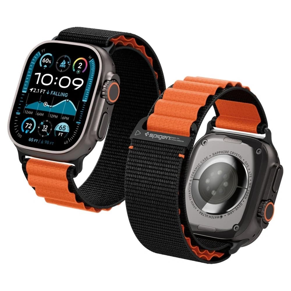 Spigen WBF1 Band Apple Watch 6/7/8/9/10/SE/Ultra 1/2 44/45/46/49mm Black/orange - 1
