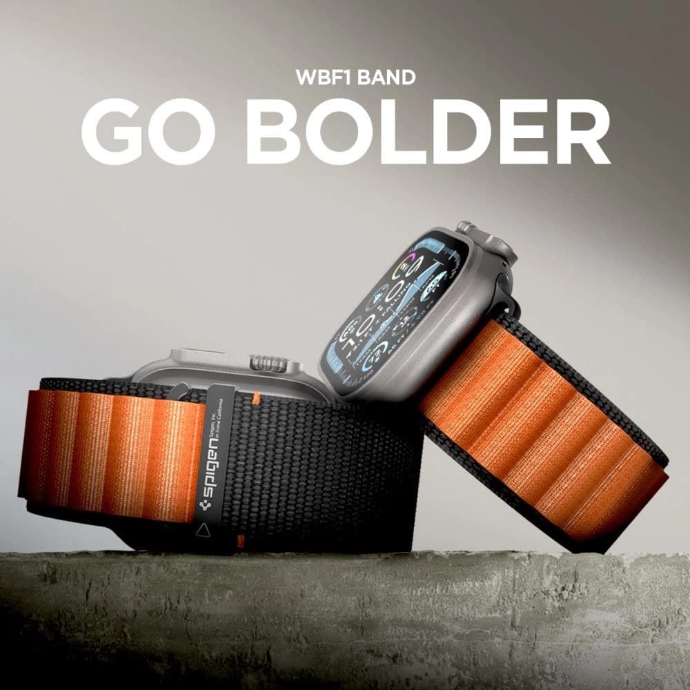 Spigen WBF1 Band Apple Watch 6/7/8/9/10/SE/Ultra 1/2 44/45/46/49mm Black/orange - 11