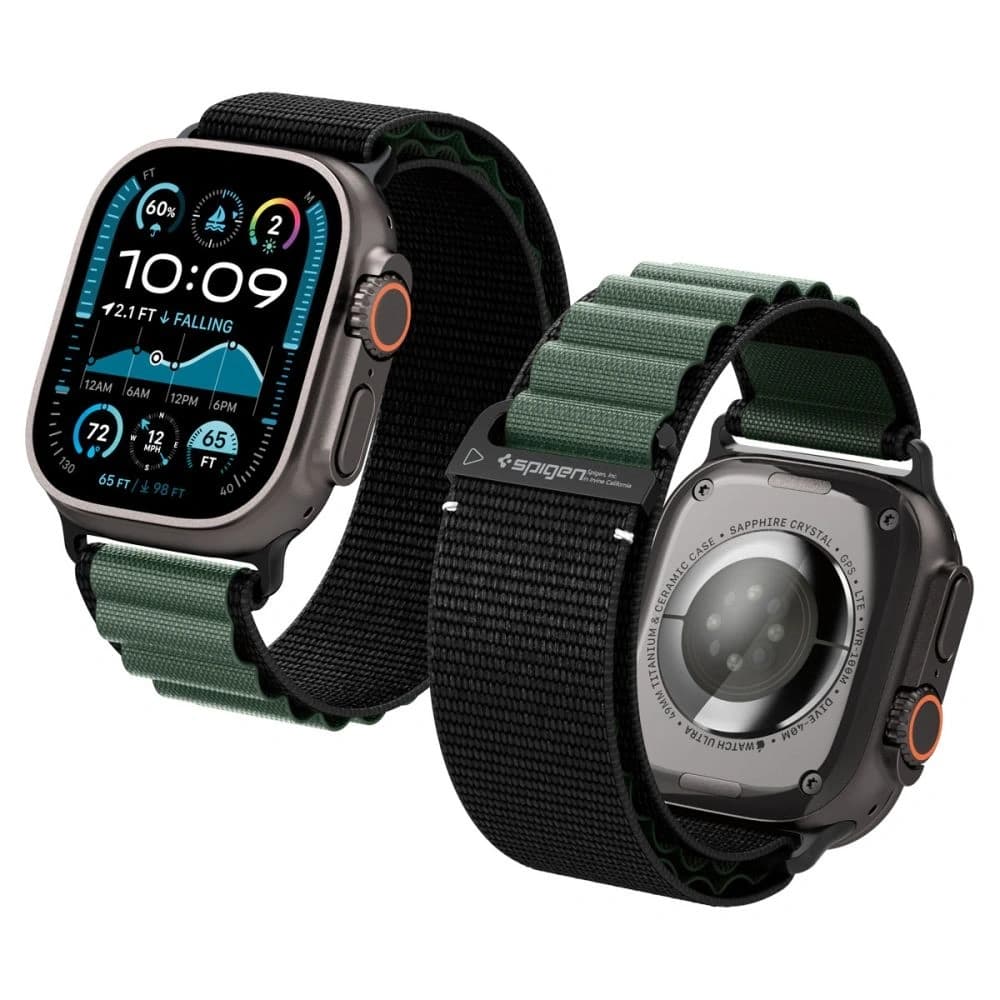 Spigen WBF1 Band Apple Watch 6/7/8/9/10/SE/Ultra 1/2 44/45/46/49mm Black/green - 1