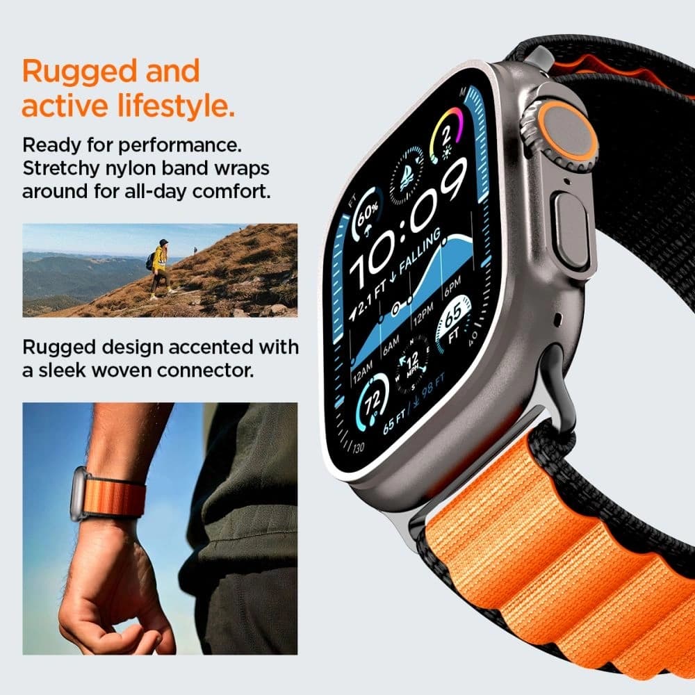 Spigen WBF1 Band Apple Watch 6/7/8/9/10/SE/Ultra 1/2 44/45/46/49mm Black/orange - 16