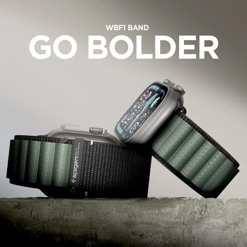 Spigen WBF1 Band Apple Watch 6/7/8/9/10/SE/Ultra 1/2 44/45/46/49mm Black/green - 11