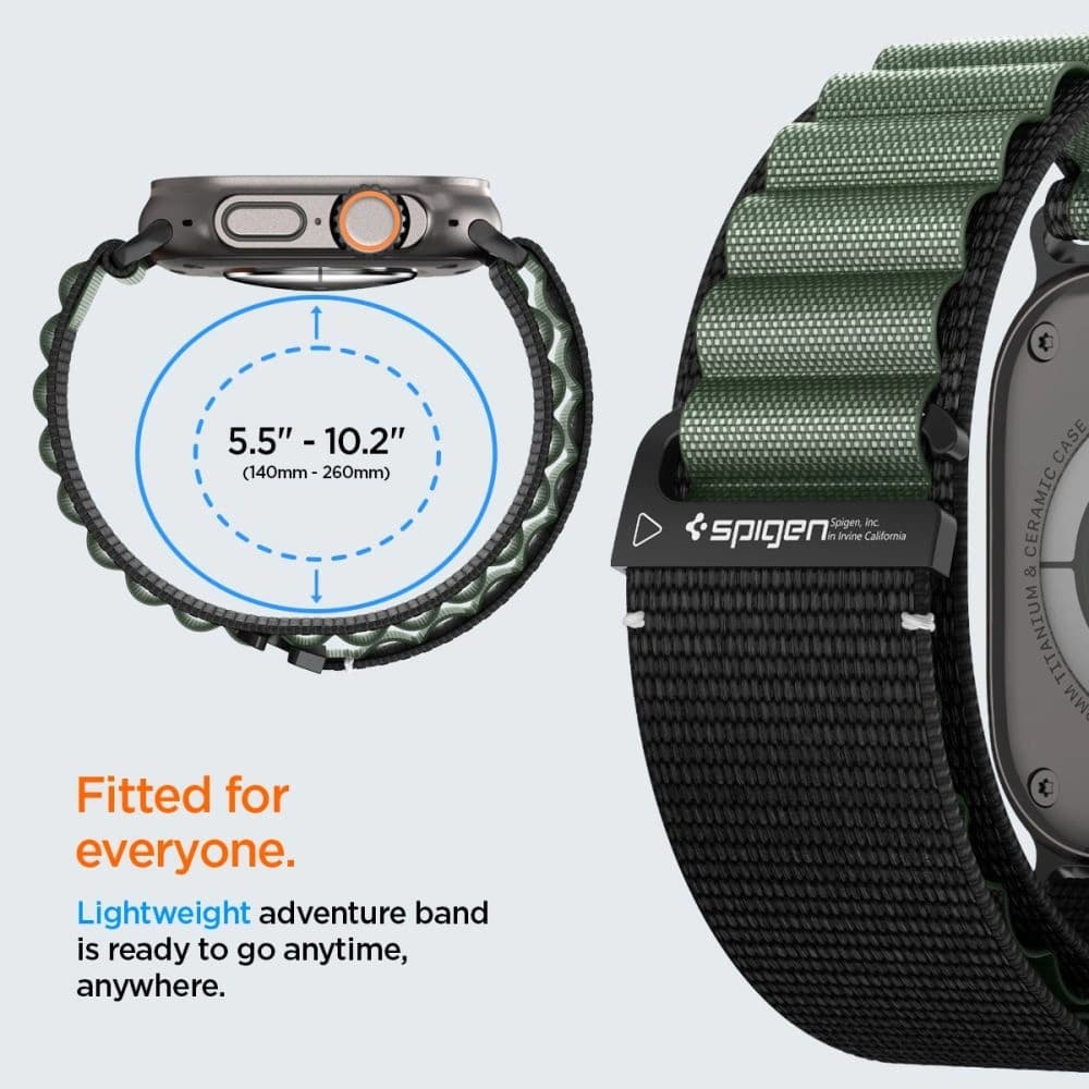 Spigen WBF1 Band Apple Watch 6/7/8/9/10/SE/Ultra 1/2 44/45/46/49mm Black/green - 12