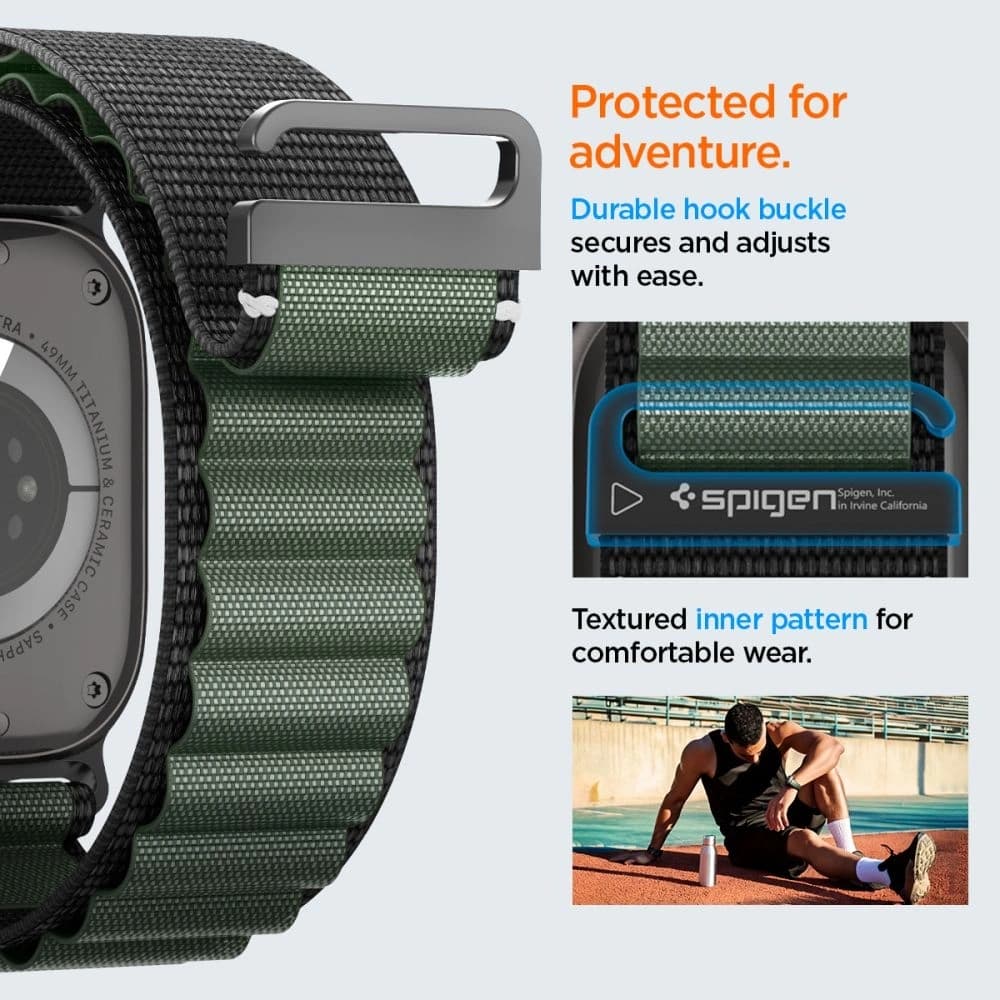 Spigen WBF1 Band Apple Watch 6/7/8/9/10/SE/Ultra 1/2 44/45/46/49mm Black/green - 14