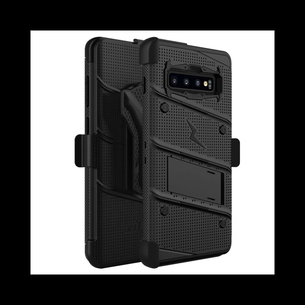 Zizo Samsung Panzerhülle Bolt Cover Galaxy S10 und Ständer & Gürtelhalterung (Schwarz/Schwarz) - 2