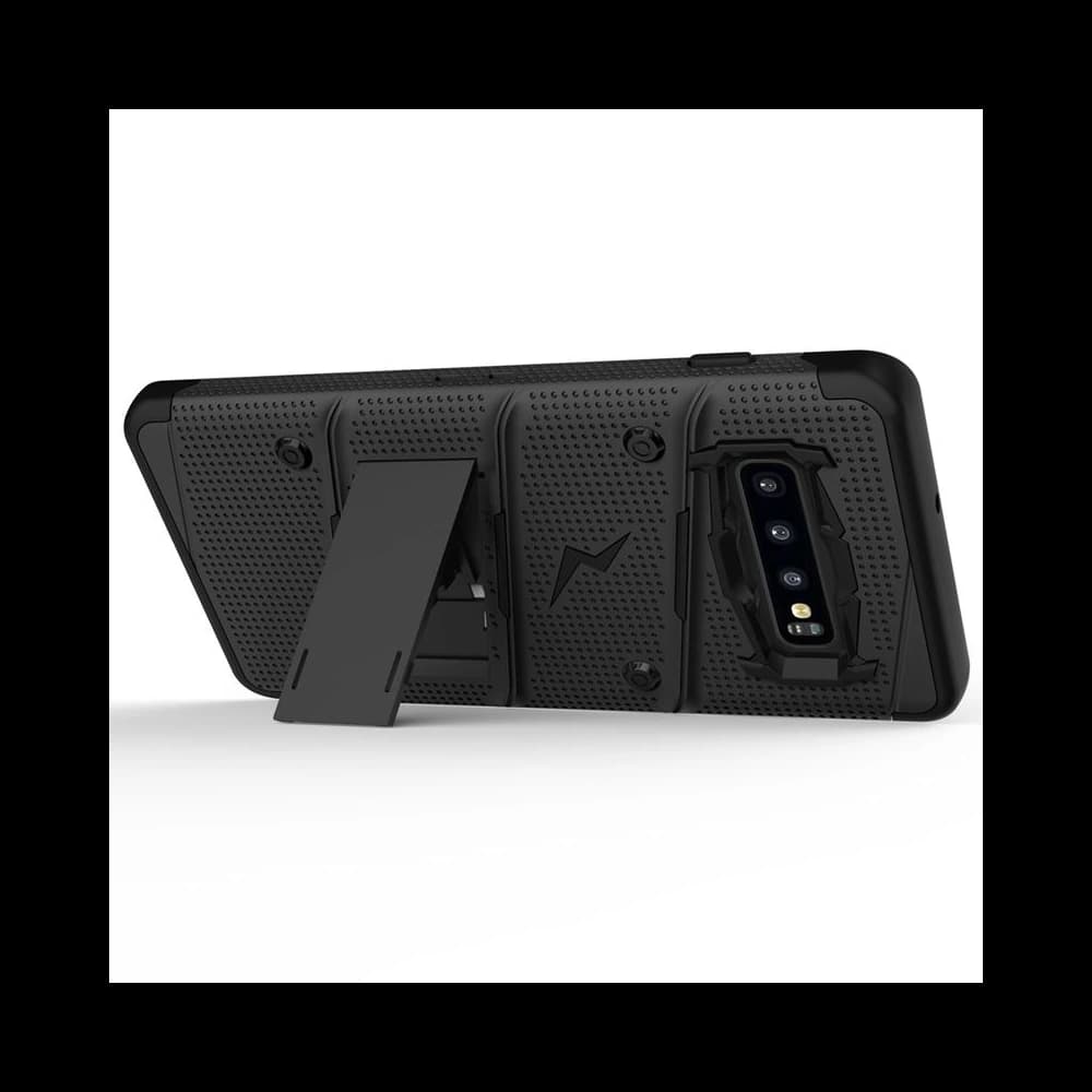 Zizo Samsung Panzerhülle Bolt Cover Galaxy S10 und Ständer & Gürtelhalterung (Schwarz/Schwarz) - 6