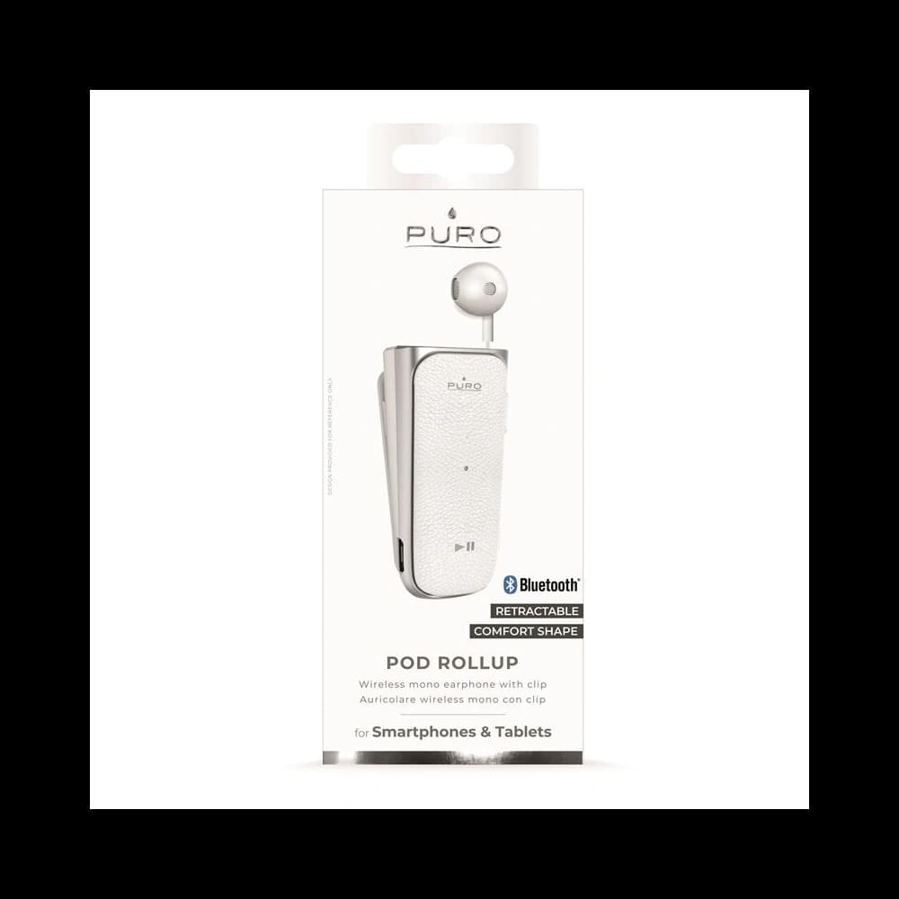 PURO Pod Rollup Bluetooth Einziehbarer Kopfhörer mit Clip (weiß) - 2