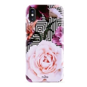 Apple PURO Glam Geo Blumen Tasche iPhone XS Max (Rosa Pfingstrosen)
