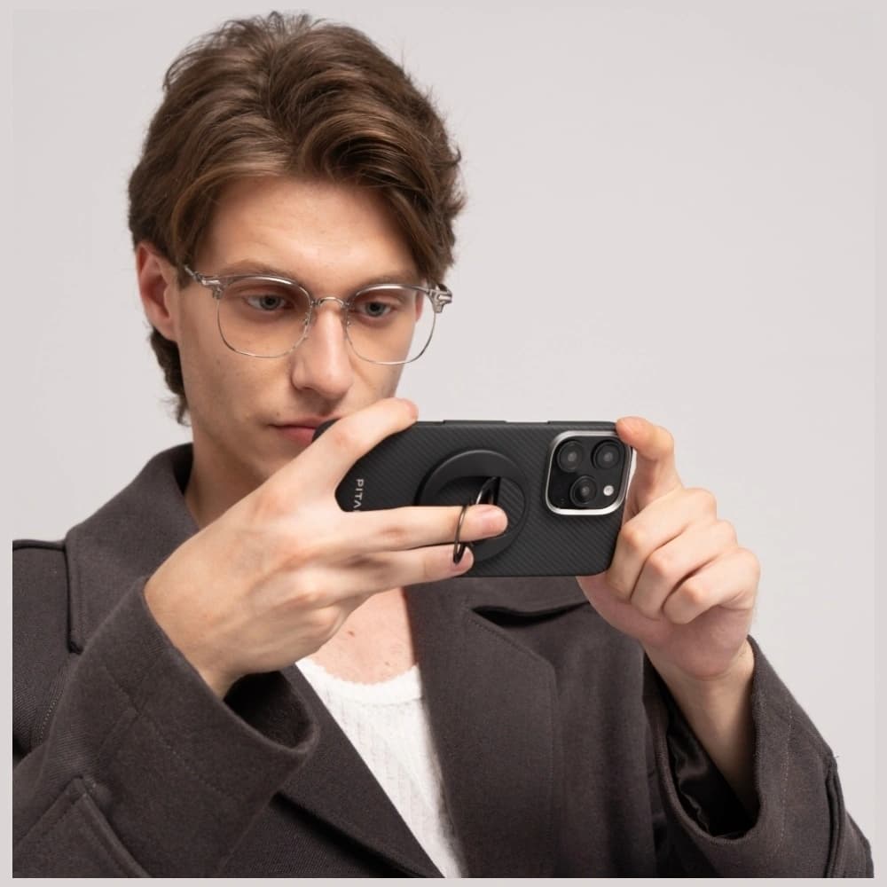 Uchwyt magnetyczny na palec PITAKA MagEZ Grip 3 MagSafe z funkcją podstawki czarno szary - 8