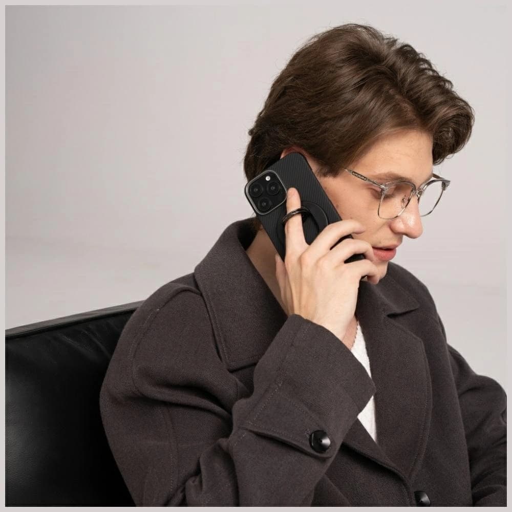 Uchwyt magnetyczny na palec PITAKA MagEZ Grip 3 MagSafe z funkcją podstawki czarno szary - 9