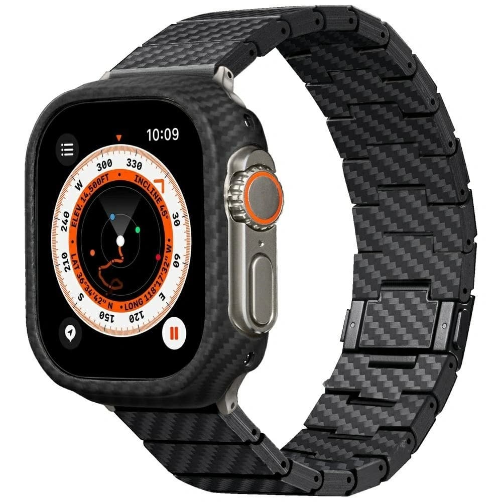PITAKA Carbonfaser Modern Apple Watch 1/2/3/4/5/6/7/8/9/10/11/SE/SE 3/Ultra/Ultra 2/Ultra 3 schwarz grau - 1