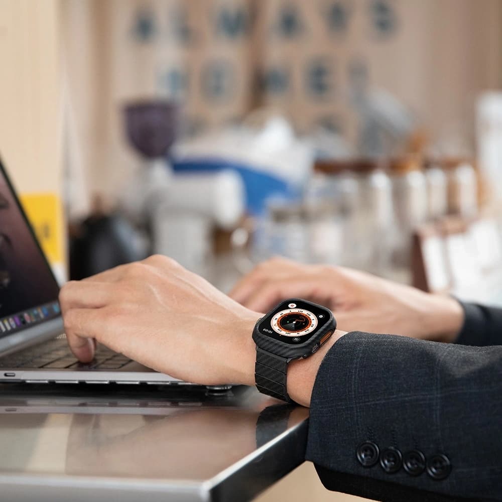 PITAKA Carbonfaser Modern Apple Watch 1/2/3/4/5/6/7/8/9/10/11/SE/SE 3/Ultra/Ultra 2/Ultra 3 schwarz grau - 20