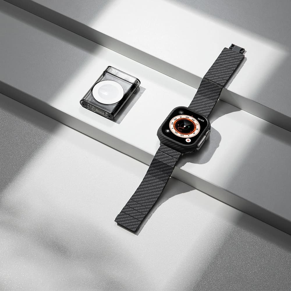 PITAKA Carbonfaser Modern Apple Watch 1/2/3/4/5/6/7/8/9/10/11/SE/SE 3/Ultra/Ultra 2/Ultra 3 schwarz grau - 21
