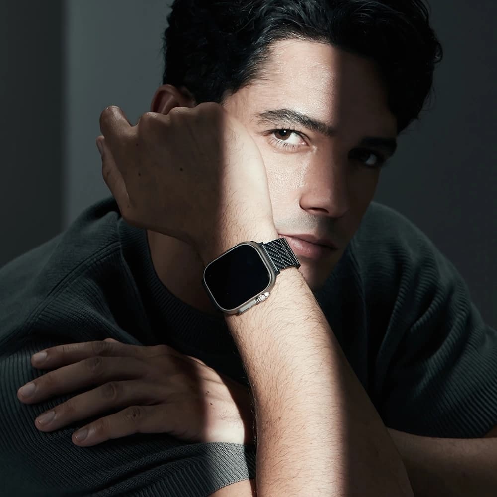 PITAKA Carbonfaser Modern Apple Watch 1/2/3/4/5/6/7/8/9/10/11/SE/SE 3/Ultra/Ultra 2/Ultra 3 schwarz grau - 23